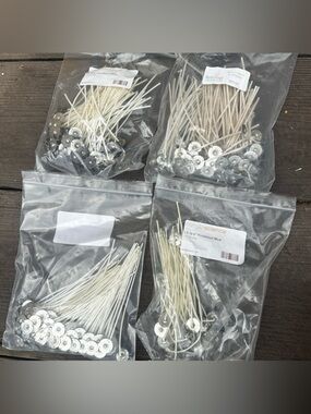 Bagged Metal Wick Tabs with Cotton Wicks - White and Silver
